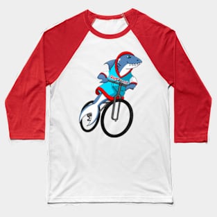 Cute  Shark on a Bicycle Baseball T-Shirt